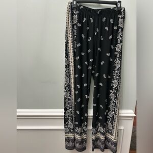 Belle by Kim Gravel Black and White Paisley Wide Leg Pants